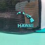 Flat Bill Hat White, Teal & Black