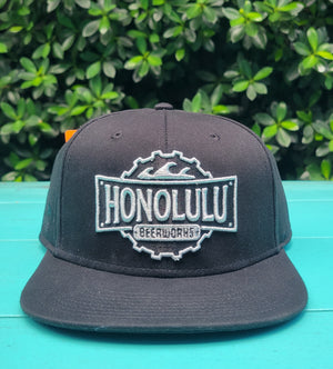 Flat Bill Hat Black & Metallic Silver