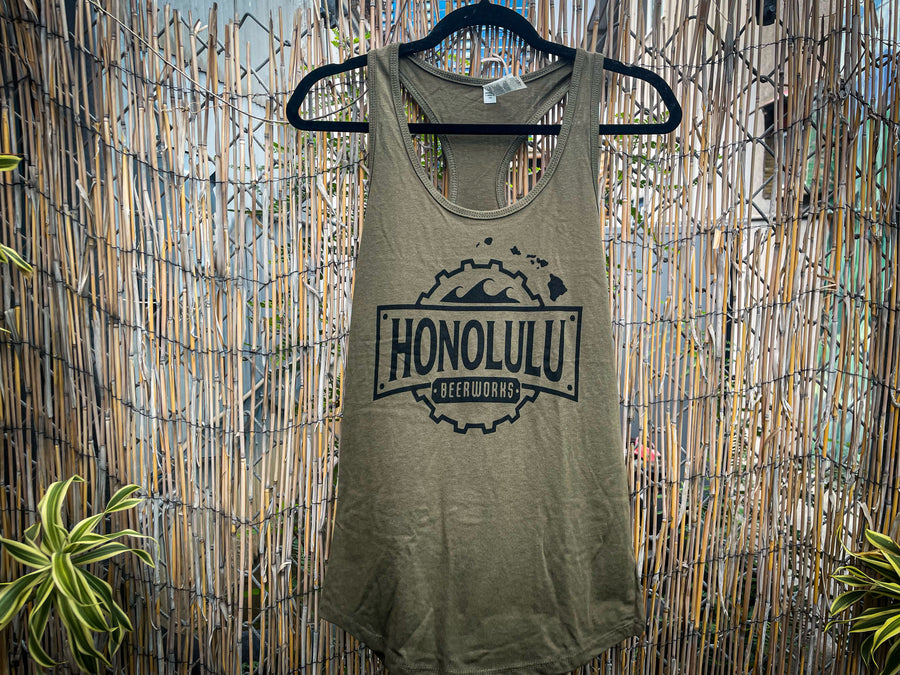 Women's HBW Olive Green/Black Racerback Tank