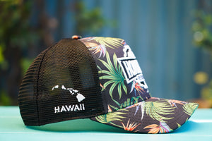 Curved Bill Green Floral Hat