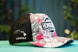 Curved Bill Pink Floral Hat