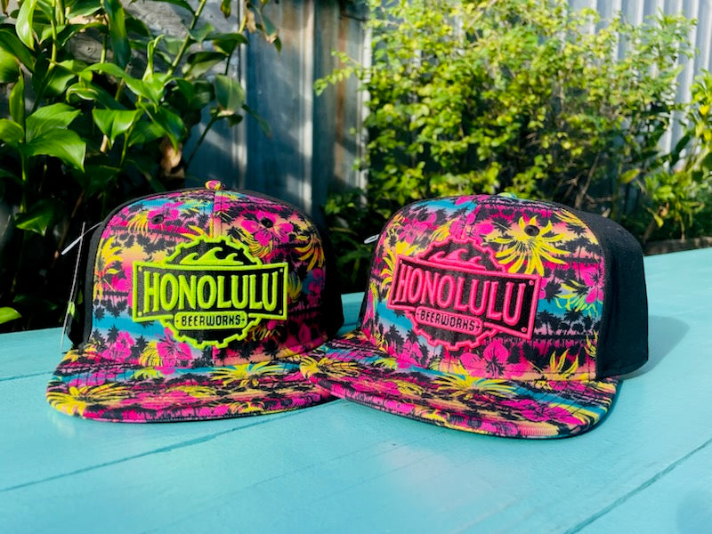 Flat Bill Miami Print Hat – Honolulu Beerworks